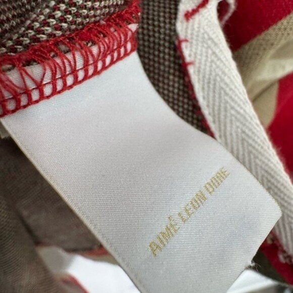 Aime Leon Dore ALD 94 Rugby Polo Long-Sleeve Red Beige Multi Men’s L Slim Fit - Picture 5 of 6